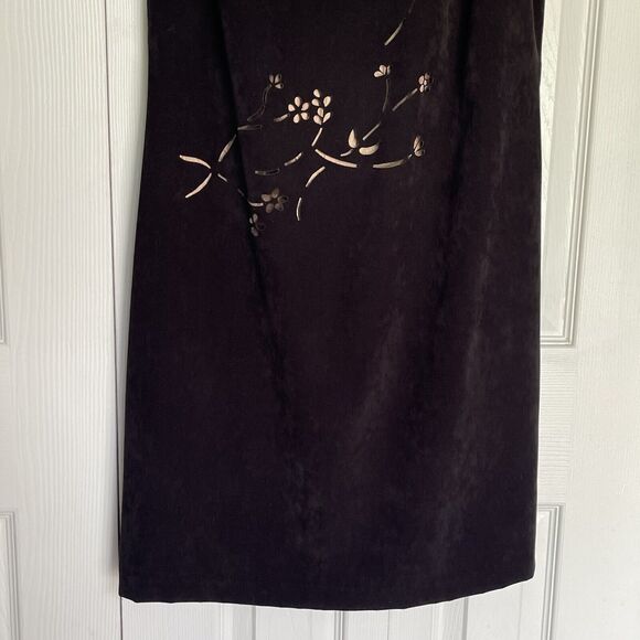 Vintage 90's Vision Apparel Black Dress Womens Size 8 Faux Suede Sleeveless - Picture 14 of 16